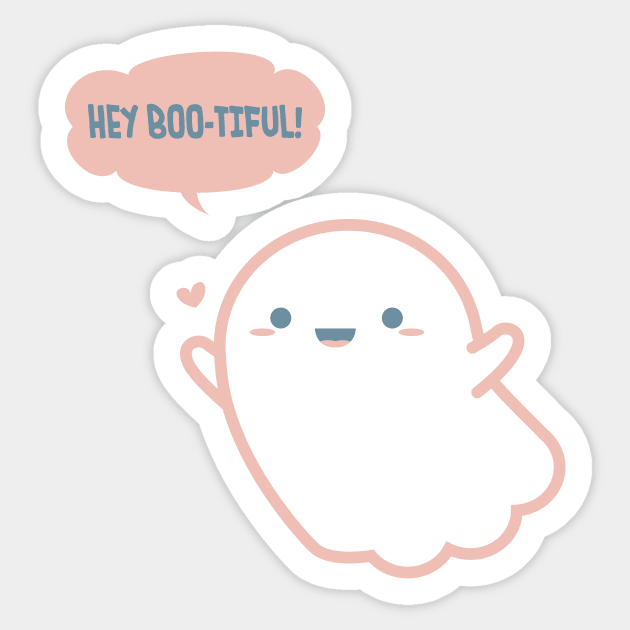 Cute Ghost says Hey Bootiful Sticker by clgtart